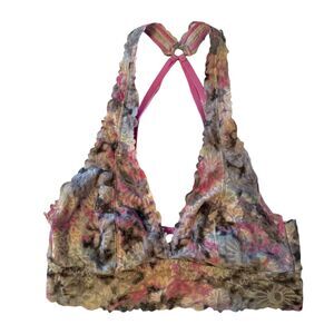 Victoria Secret PINK | Lace Bralette Floral Multi Color Bra Racerback Size Small